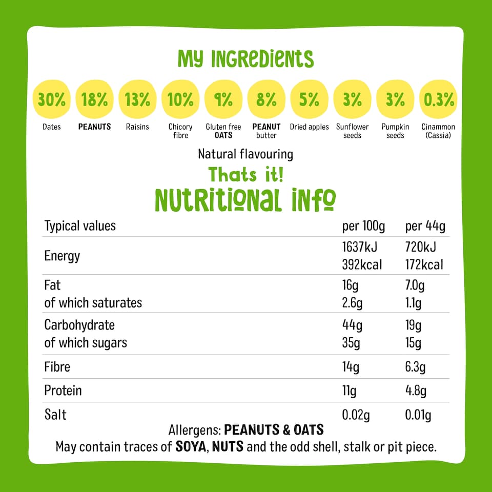 image 1 of Nakd Fruit & Fibre Apple & Cinnamon Bars 3 x 44g