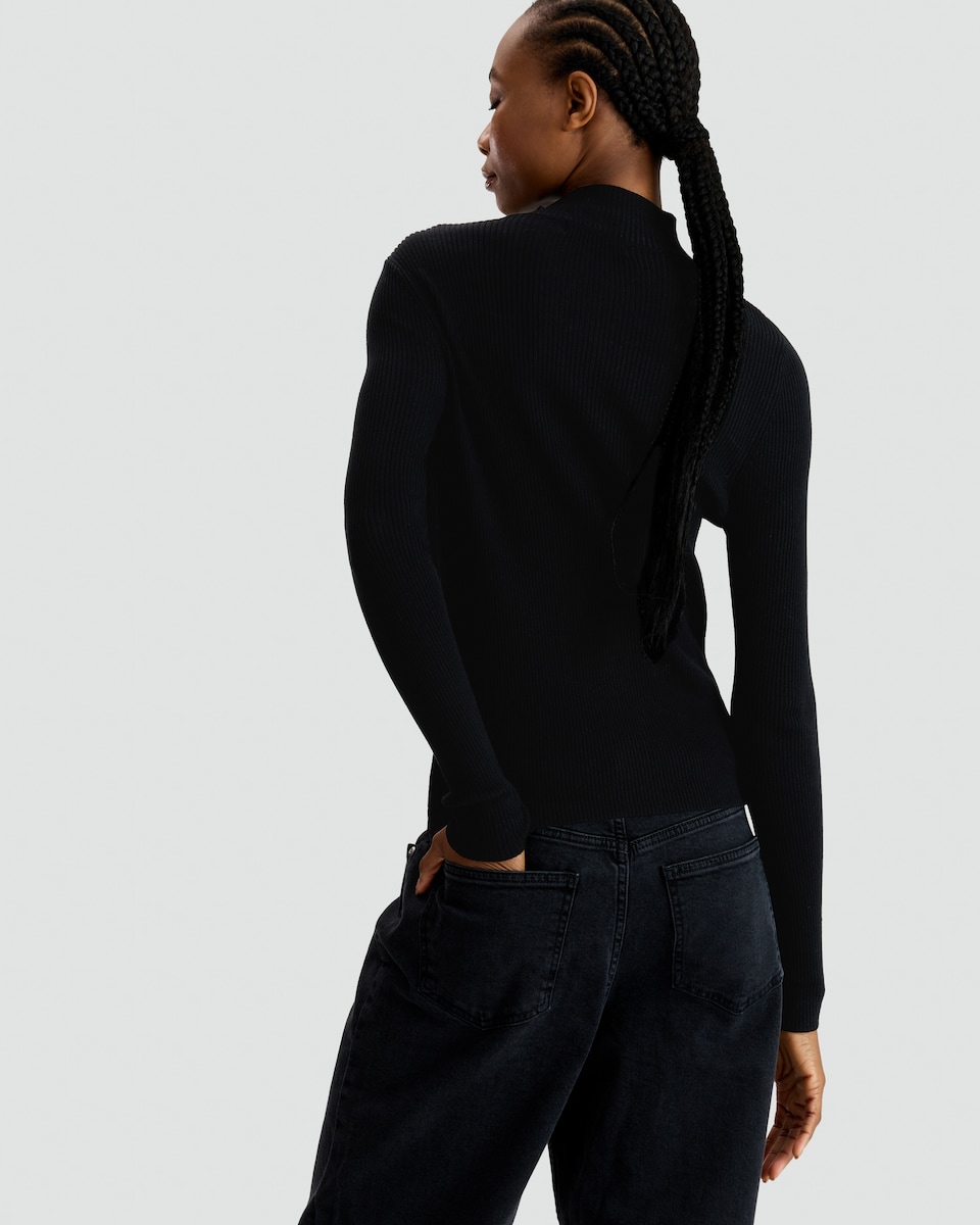 image 1 of F&F Knitted Cut Out Detail Jumper in Black