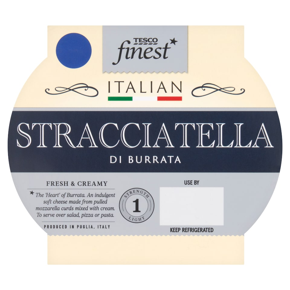Tesco Finest Stracciatella di Burrata Full-Fat Soft Unripened Cheese with Cream 180 g