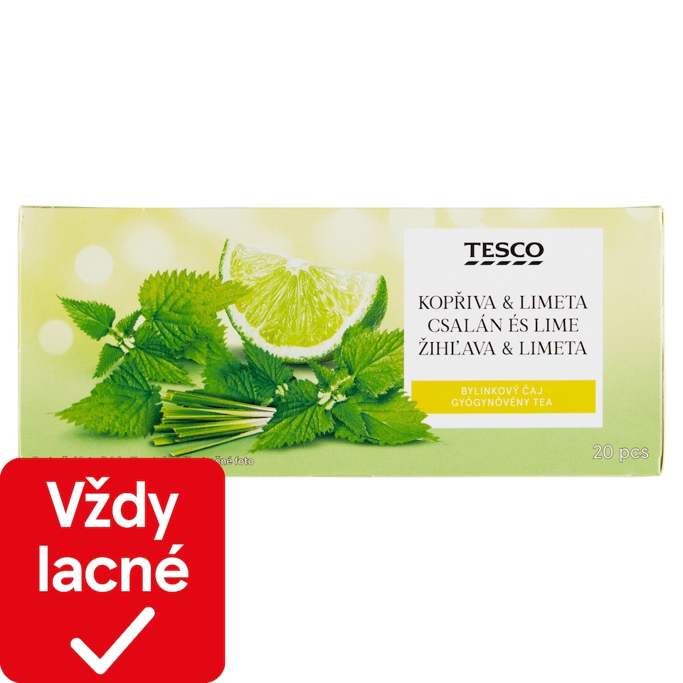 Tesco Žihľava & limeta bylinkový čaj 20 x 2 g (40 g)