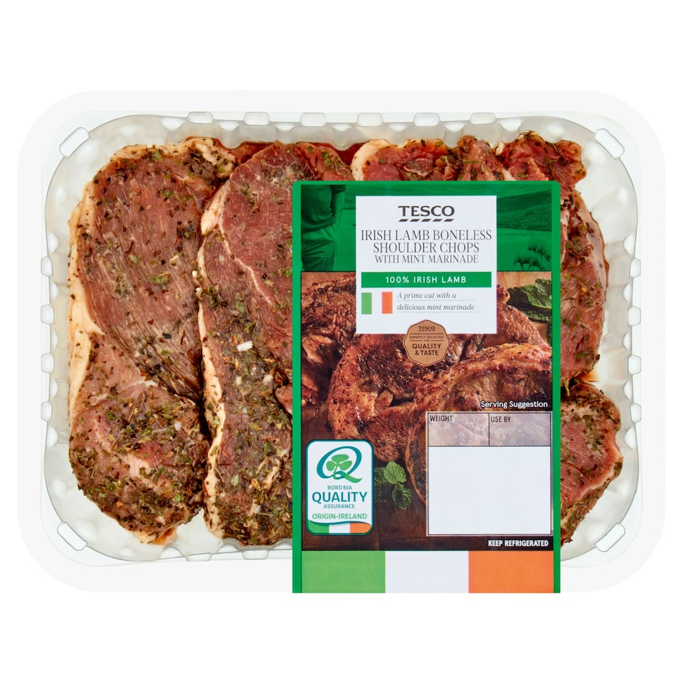 Tesco Irish Lamb Boneless Shoulder Chops Mint Marinade 400G