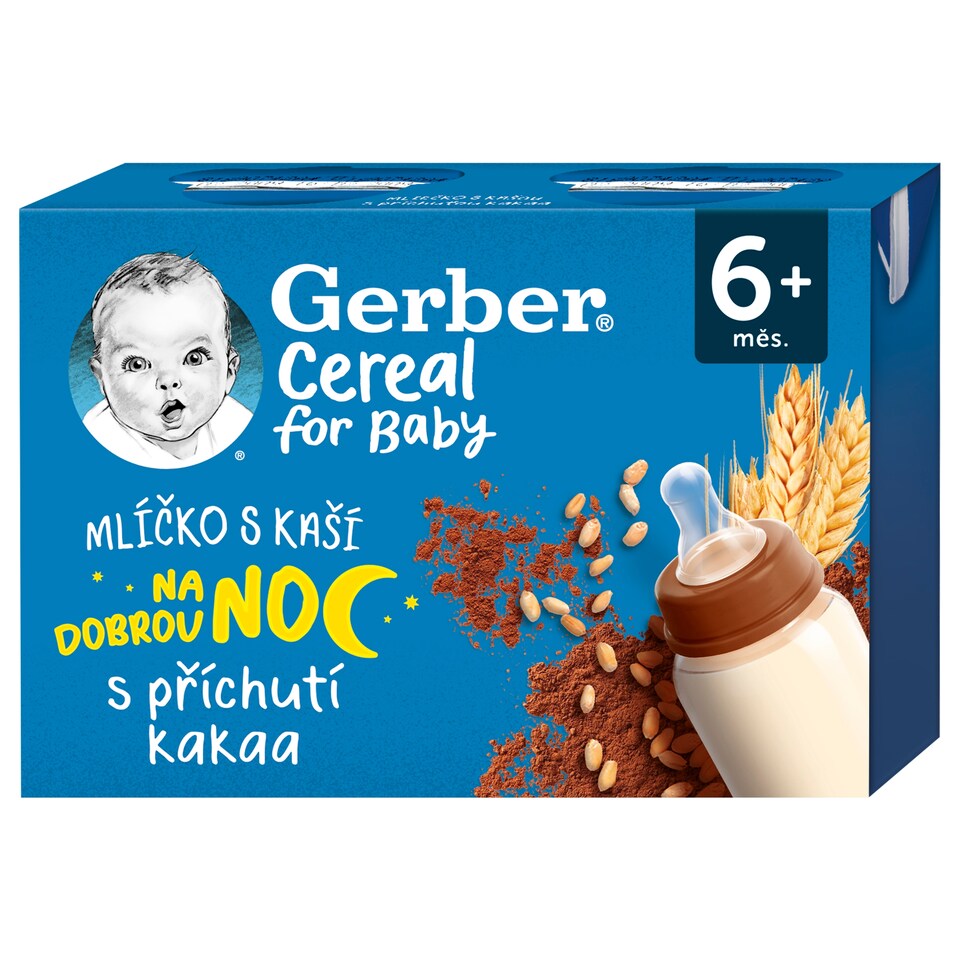 GERBER Cereal mlíčko s kaší s příchutí kakaa 2 x 200ml