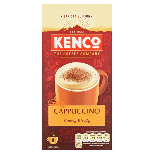 Kenco Cappuccino Coffee 8 Sachets 149G Tesco Groceries