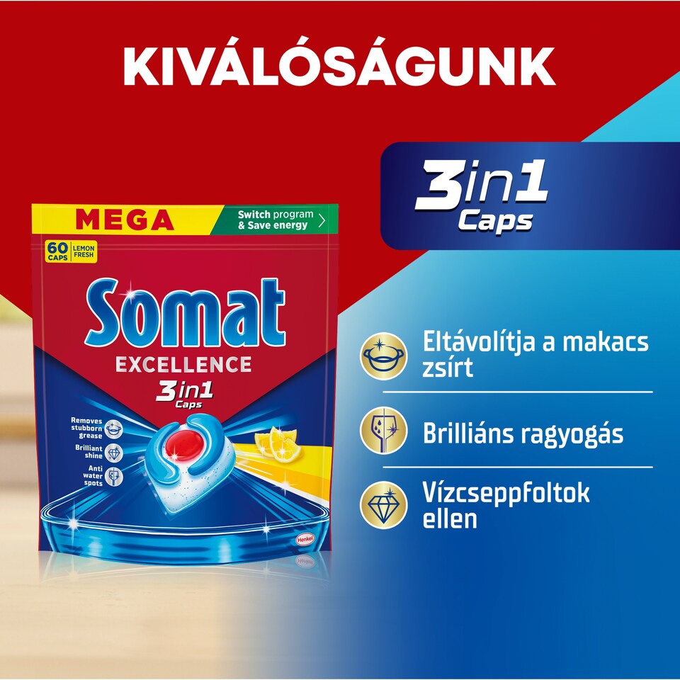 Somat 3in1 Excellence mosogatógép kapszula 80 db  1. kép