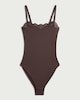 image 4 of F&F Contour Strappy Lace Trim Bodysuit in Brown