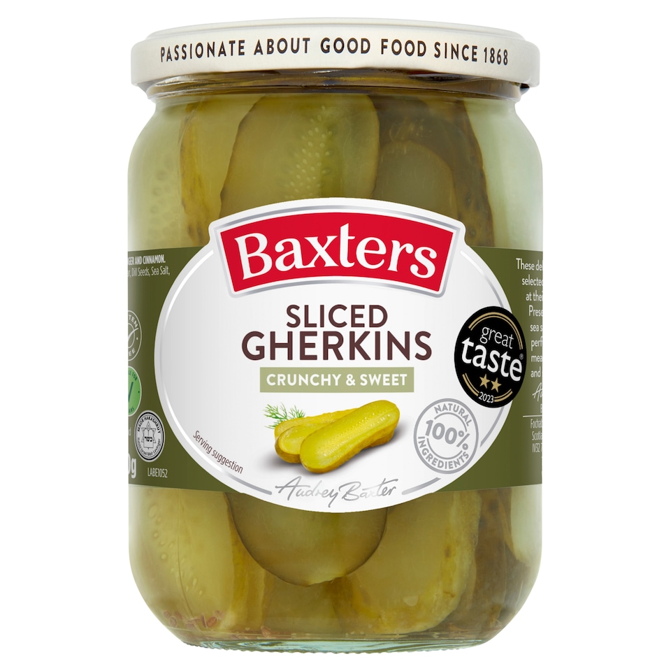 Baxters Sliced Gherkins - Crunchy & Sweet 540g