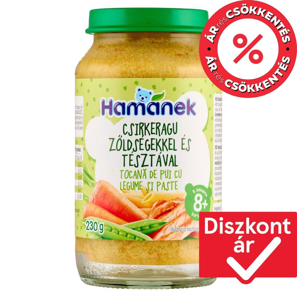 Hamánek csirkeragu zöldségekkel és tésztával bébiétel 8+ hónapos kortól 230 g