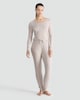image 2 of The F&F Edit Henley Top and Drawstring Bottoms Pyjamas in Cream
