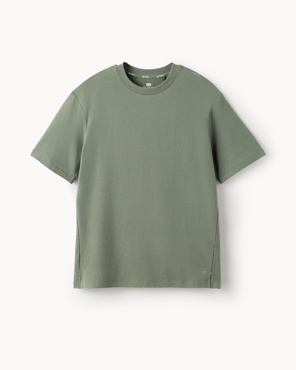 image 1 of F&F Active ULTRARUN Cotton Rich T-Shirt in Khaki