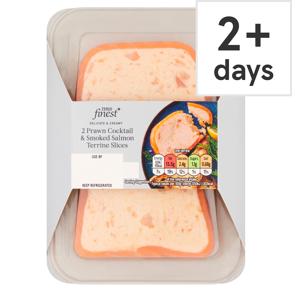 Tesco Finest 2 Prawn Cocktail and Smoked Salmon Terrine Slices 100g