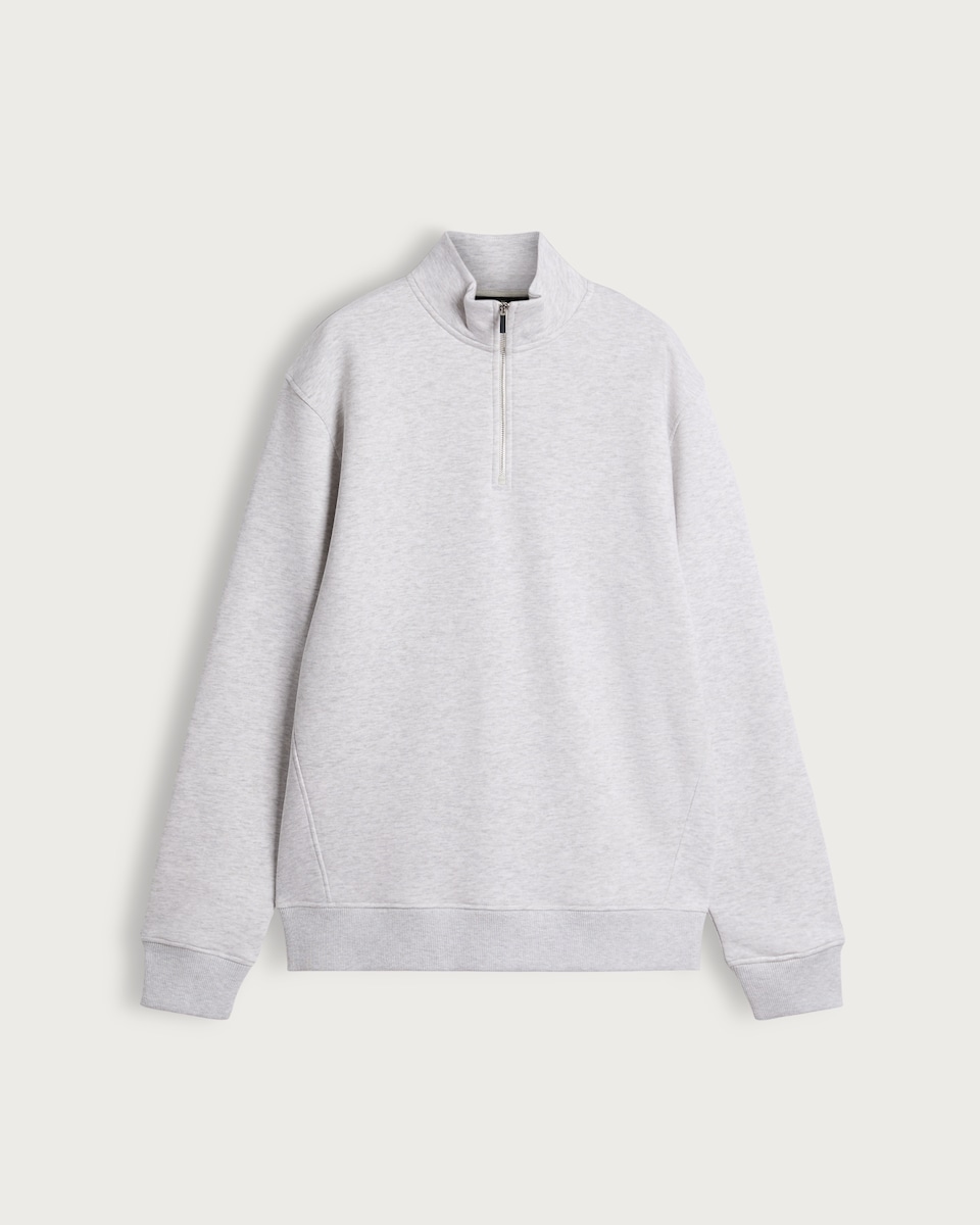 image 1 of F&F Cotton Rich Half Zip Funnel Neck Sweatshirt in Grey Marl