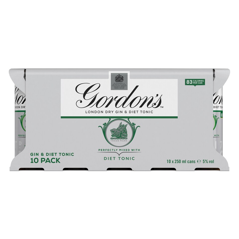 image 1 of Gordon's Dry Gin & Slimline Tonic Premixed Can 5% Vol 10x250ml