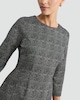 image 2 of F&F Textured Check Print Long Sleeved Shift Dress in Multi Black White