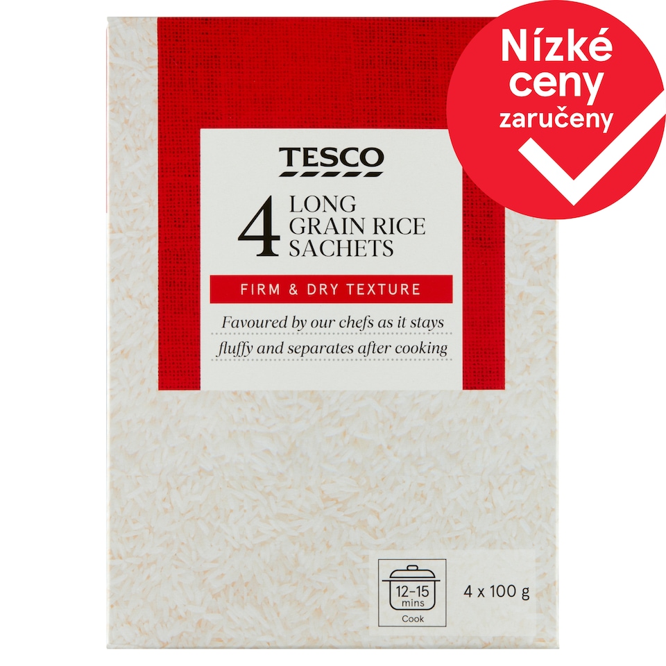 Tesco Rýže dlouhozrnná loupaná 4 x 100g (400g)