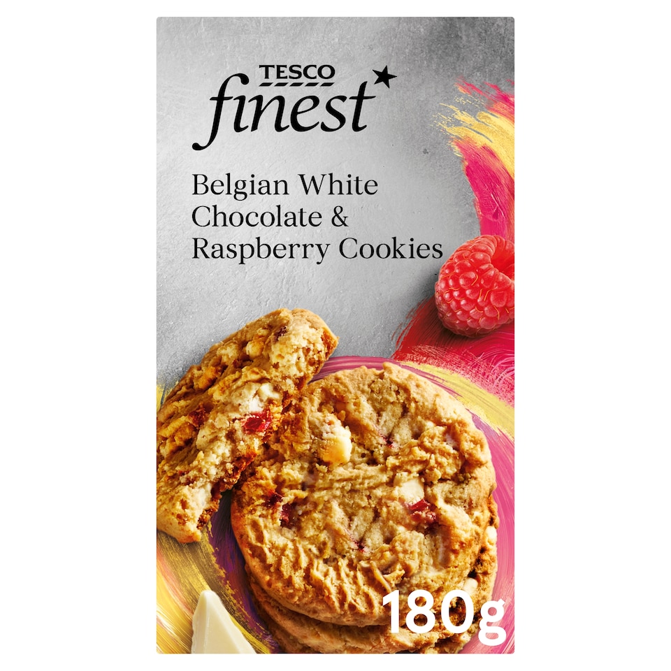 Tesco Finest Belgian White Chocolate & Raspberry Cookies 200G