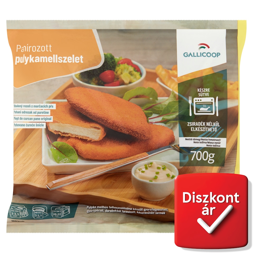 Gallicoop gyorsfagyasztott panírozott pulykamellszelet 700 g  1. kép