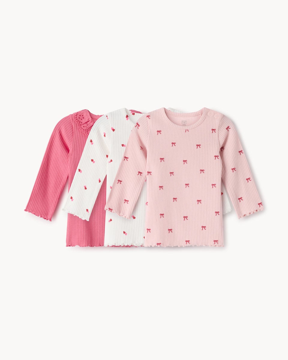 image 1 of F&F Baby Cotton Rich Printed Tops in Berry