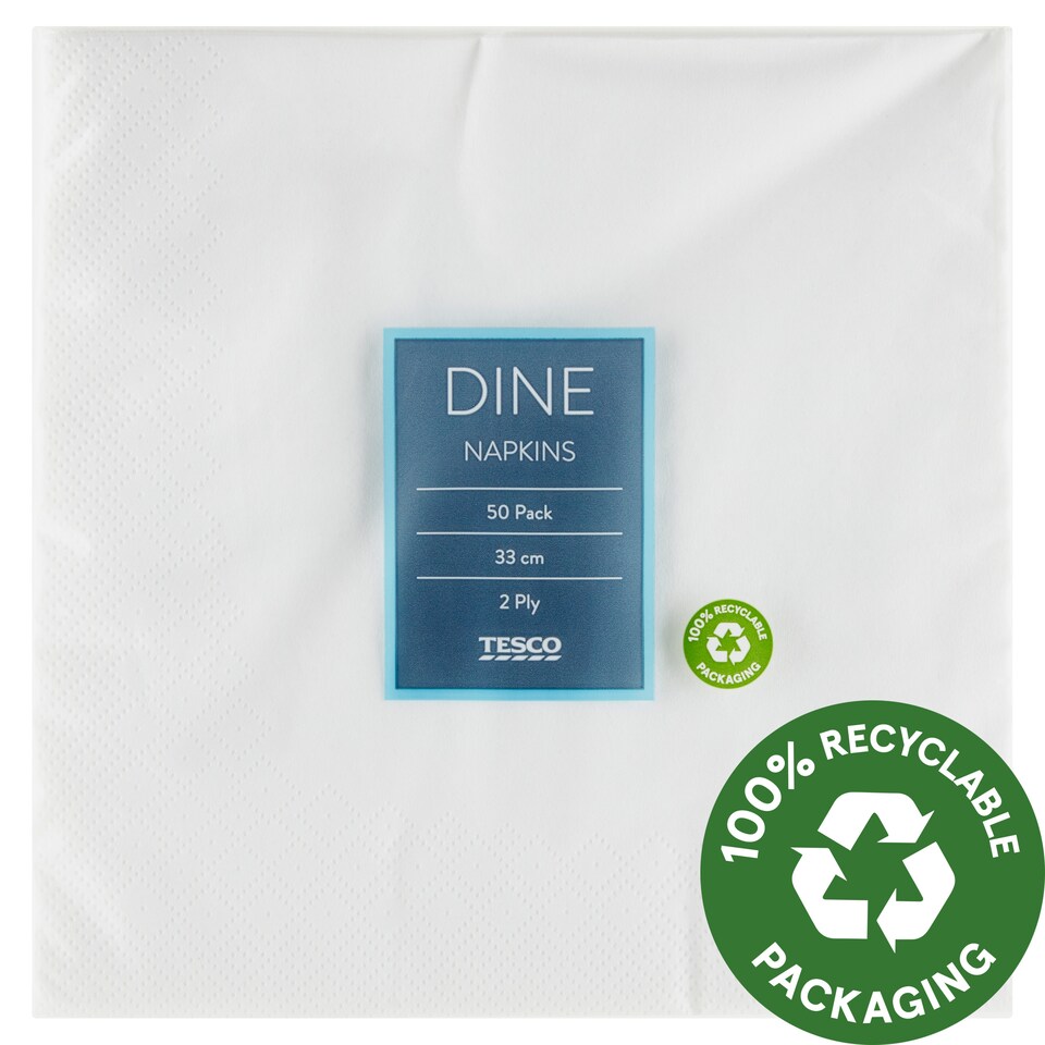 Tesco Dine obrúsky 2 vrstvové 33 cm 50 ks