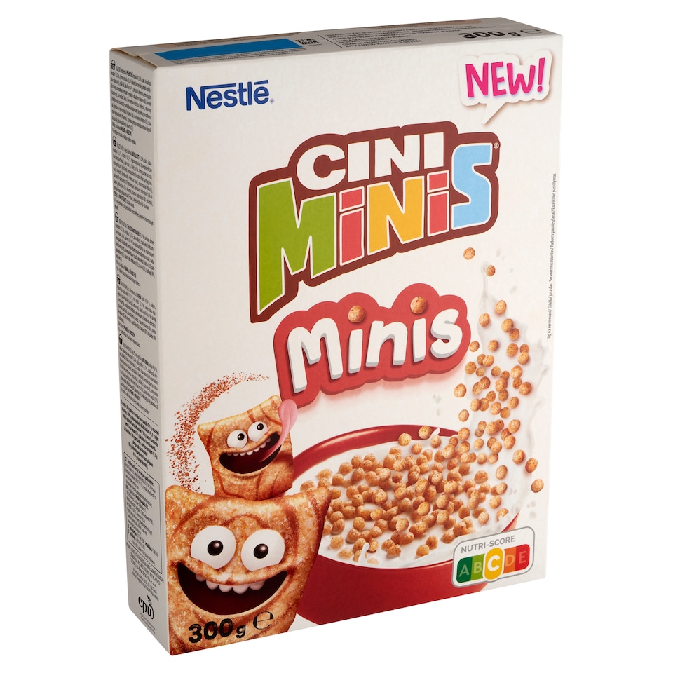 Nestlé Cini Minis ropogós fahéjas mini gabonagolyók teljes értékű búzával vitaminokkal, vassal 300 g