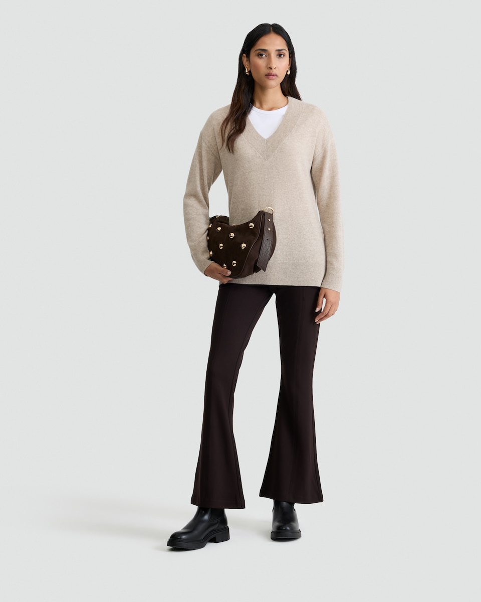 image 1 of F&F Premium Pure Cashmere V Neck Jumper in Neutral