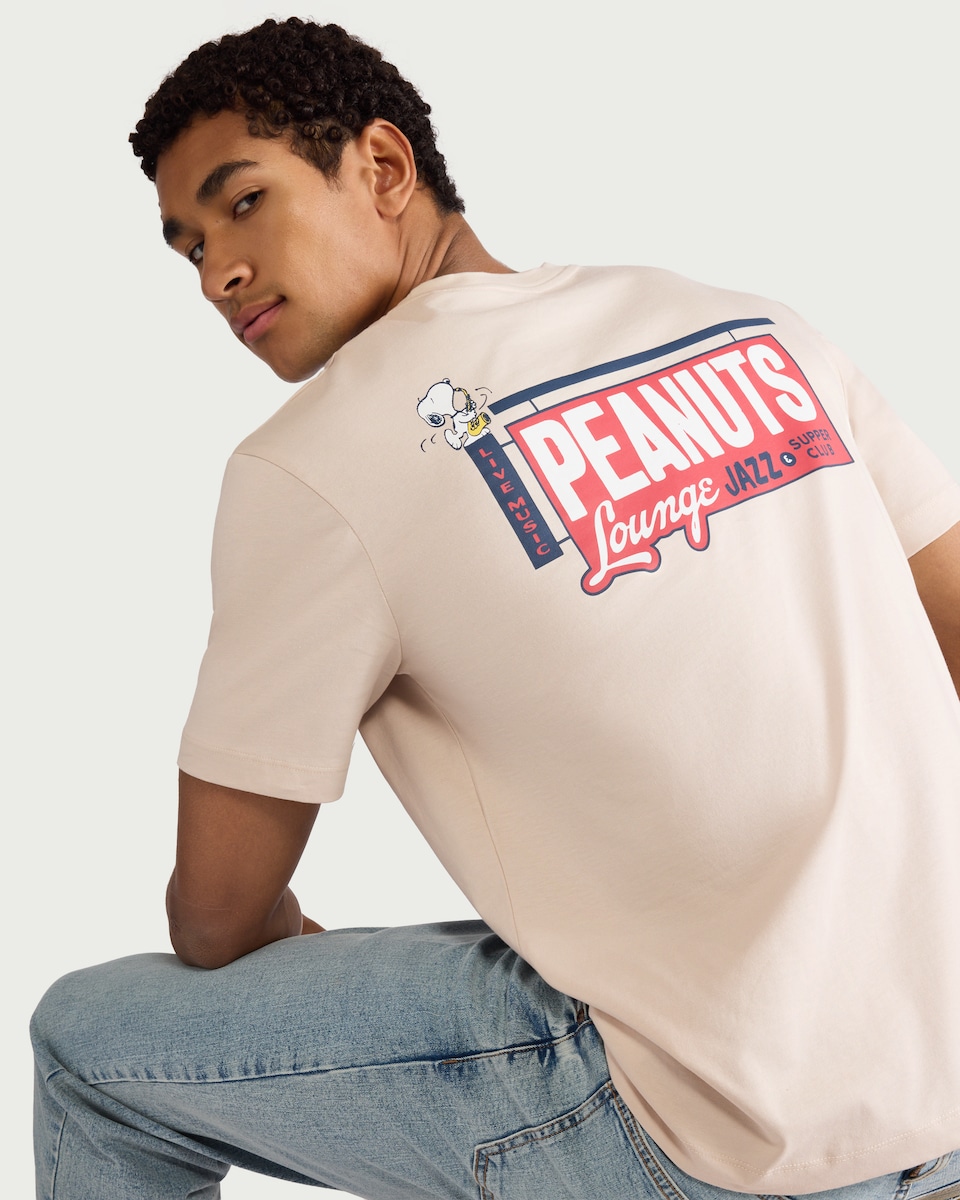 image 1 of Snoopy Pure Cotton T-Shirt in Stone