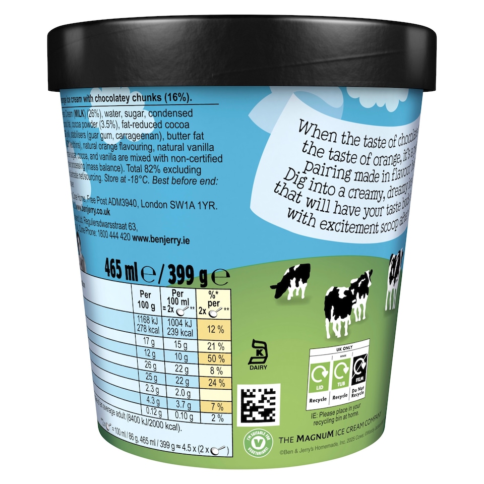 image 1 of Ben & Jerry’s Chocolatey Orange Chunk Ice Cream Tub 465ml