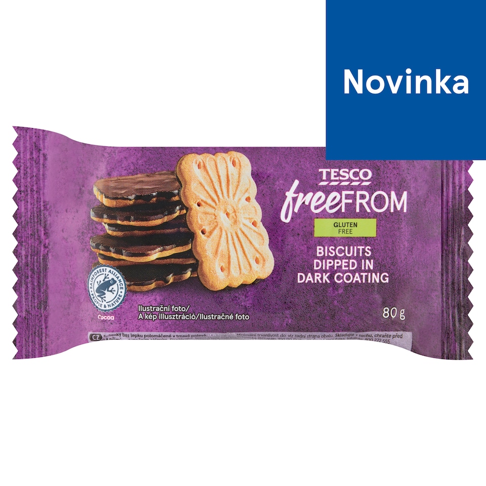 Tesco Free From Bezgluténové sušienky polomáčané v tmavej poleve 80 g