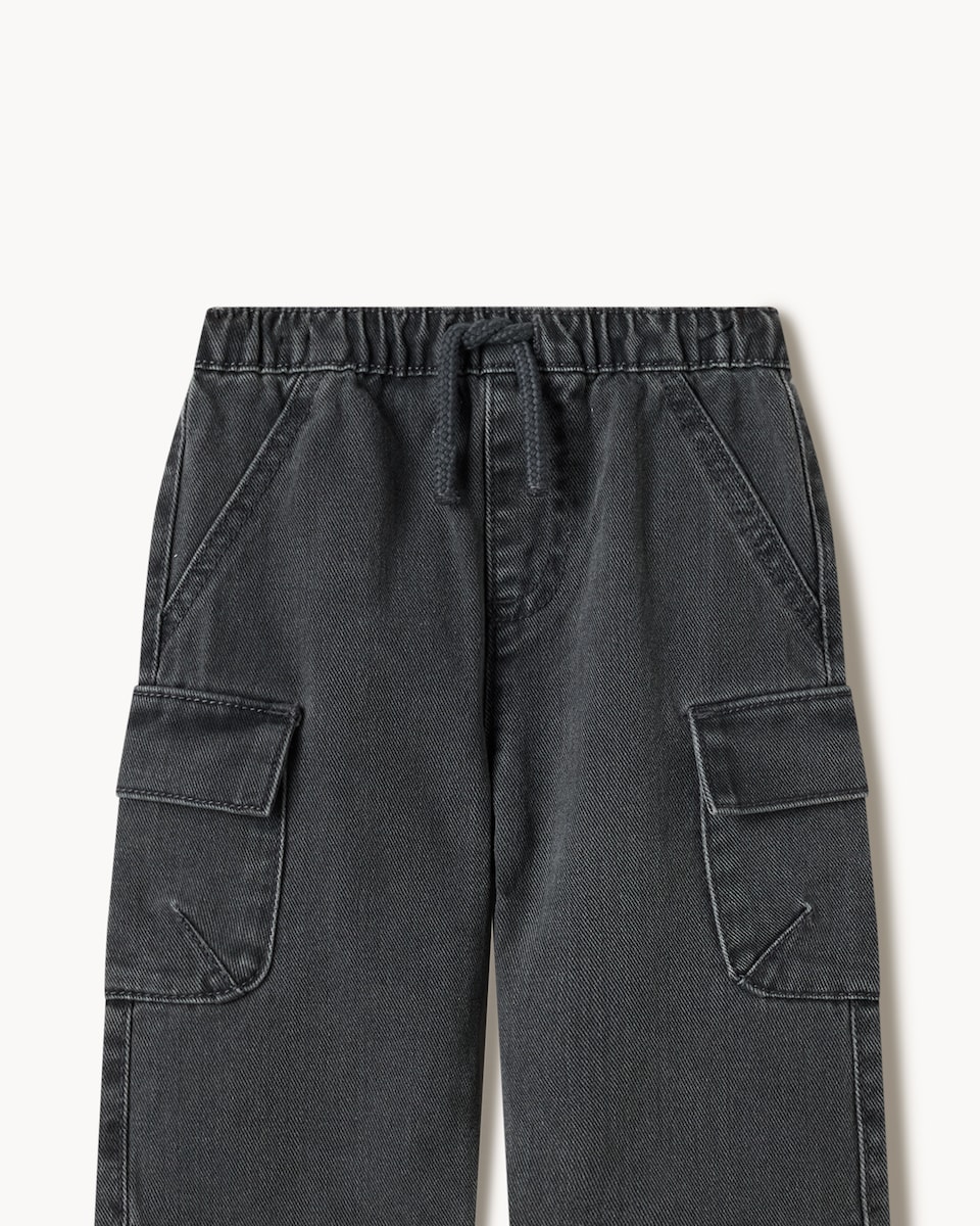 image 1 of F&F Baby Pure Cotton Check Shirt, T-Shirt and Cargo Jeans Set in Neutral