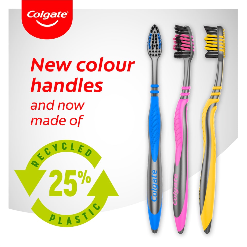 image 1 of Colgate Zigzag Charcoal Medium Toothbrush 3 Pack