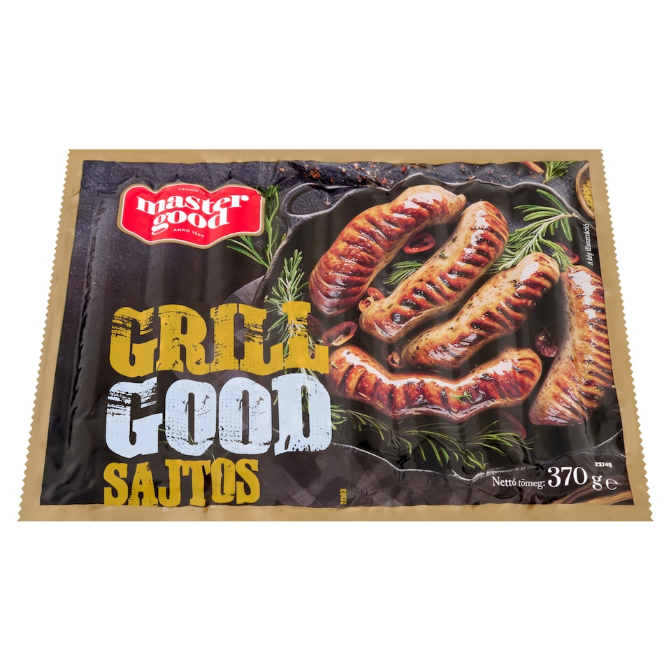 Master Good Grill Good füstölt, főtt, hámozott, sajtos grillkolbász csirkehúsból 370 g  1. kép