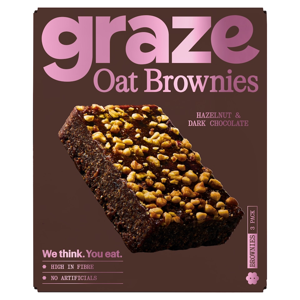 Graze Hazelnut & Dark Chocolate Oat Brownies 3x45g