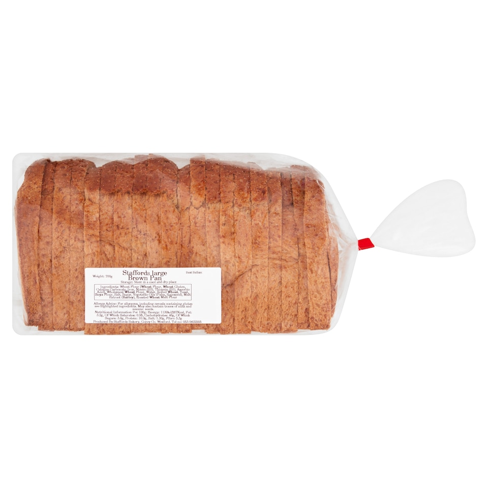 Staffords Bakery Crusty Brown Pan Sliced 700G