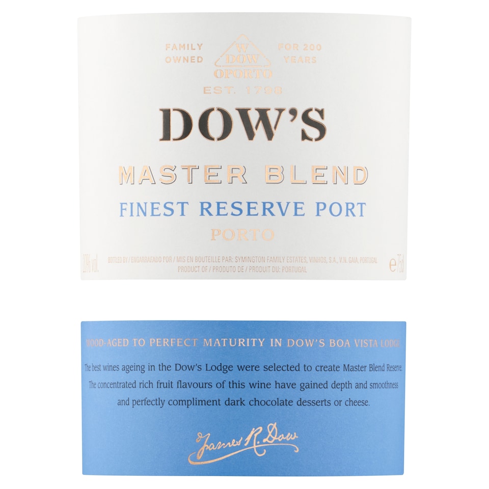 image 1 of Dow's Master Blend Finest Reserve Port 75Cl