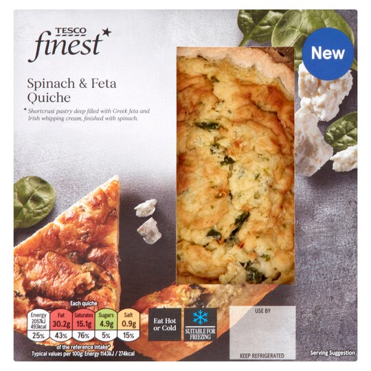 Tesco Finest Spinach And Feta Quiche 180G Tesco Groceries
