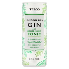 Tesco Gin & Low Calorie Tonic 250Ml