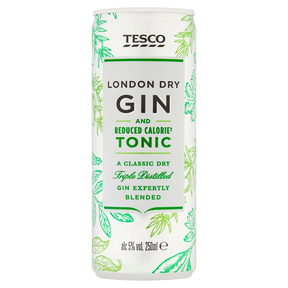 Tesco Gin & Low Calorie Tonic 250Ml