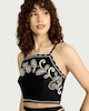 image 2 of The F&F Edit Cotton Rich Embroidered Co-ord Top in Black