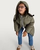 image 2 of F&F Girls Hooded Longline Shower Resistant Puffer Coat in Khaki