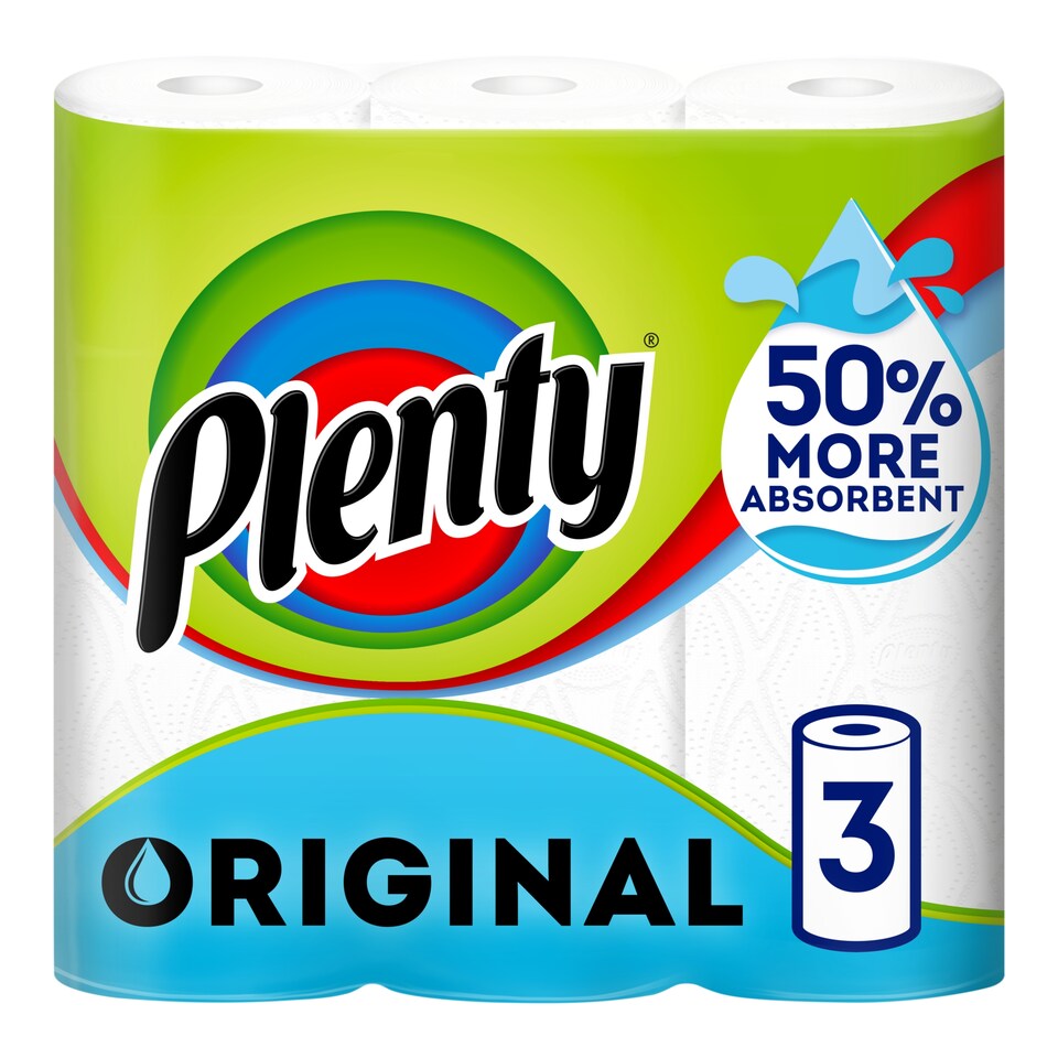 image 1 of Plenty Original Kitchen Roll 3 Rolls
