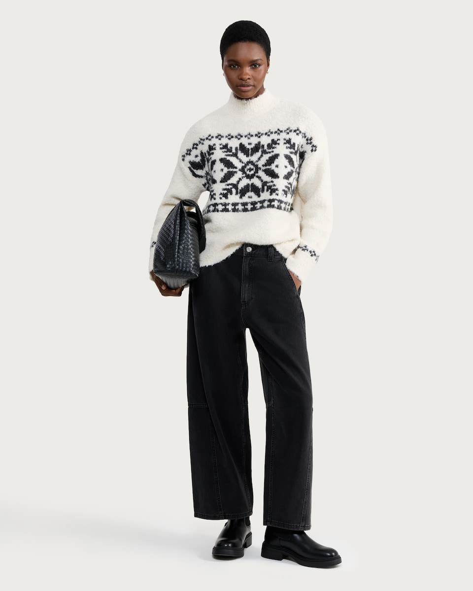 image 1 of F&F Fair Isle Knit Jumper With Wool in Cream