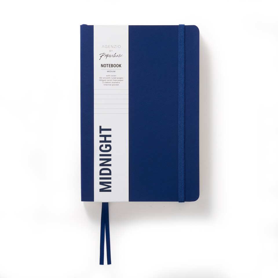 image 1 of Paperchase Agenzio Medium Midnight Ruled Notebook 
