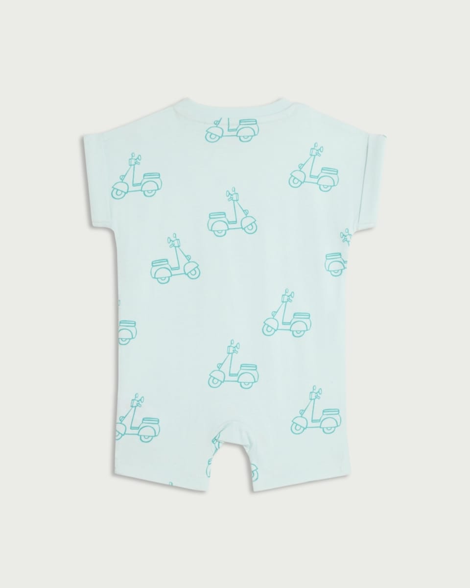 image 1 of F&F Baby Pure Cotton Scooter Print Romper in Blue