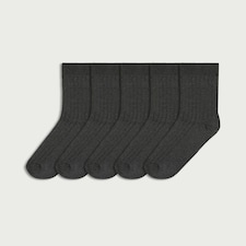 F&F Boys 5-Pack Cotton Blend Ribbed Ankle Socks in Grey