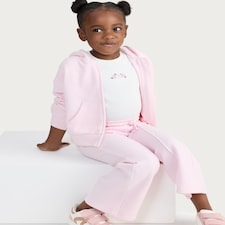 F&F Girls Cotton Blend Zip Through Hoodie and Joggers Set in Pink