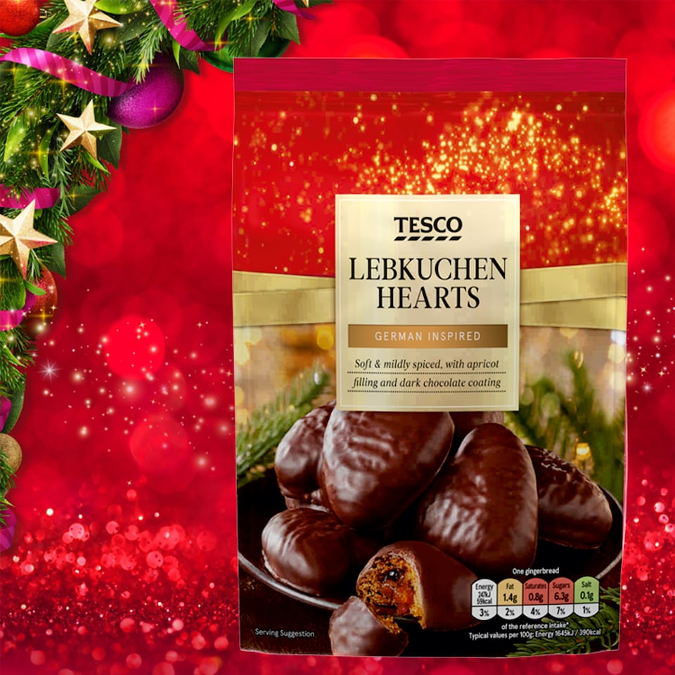 Obrázek 1 pro produkt Tesco Perníky s meruňkovou náplní obalené v mléčné čokoládě dekorované hořkou čokoládou 250g