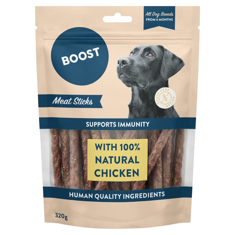 BOOST 100% Natural Chicken Sticks Dog Treats with Immunity Support 320g