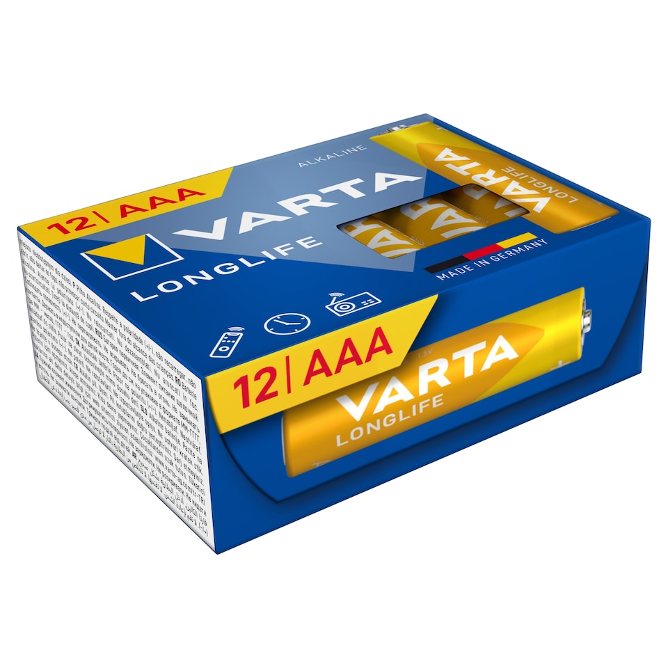 image 1 of Varta Longlife AAA Alkaline Batteries 12 pcs