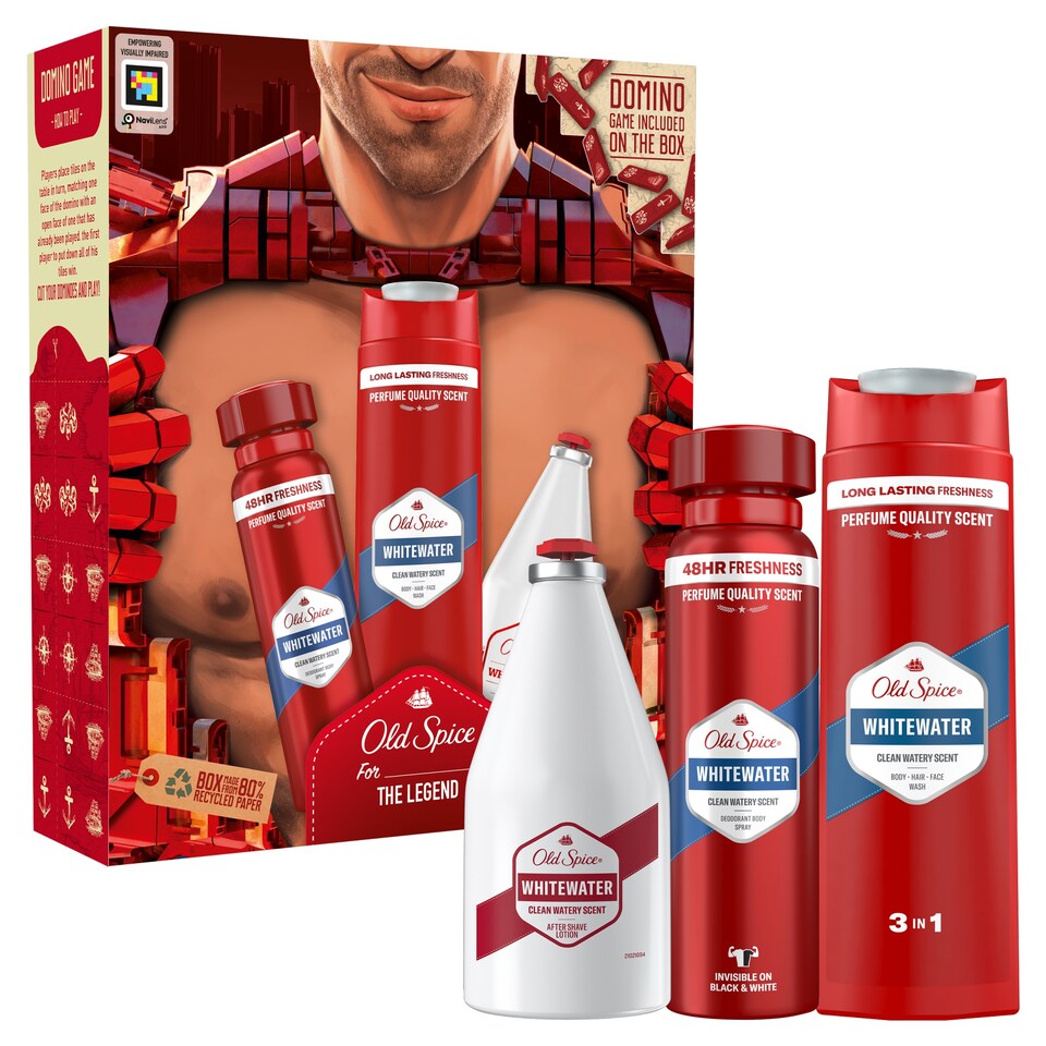 image 1 of Old Spice Whitewater Ironman Gift Set Deodorant Spray, Shower Gel, Aftershave