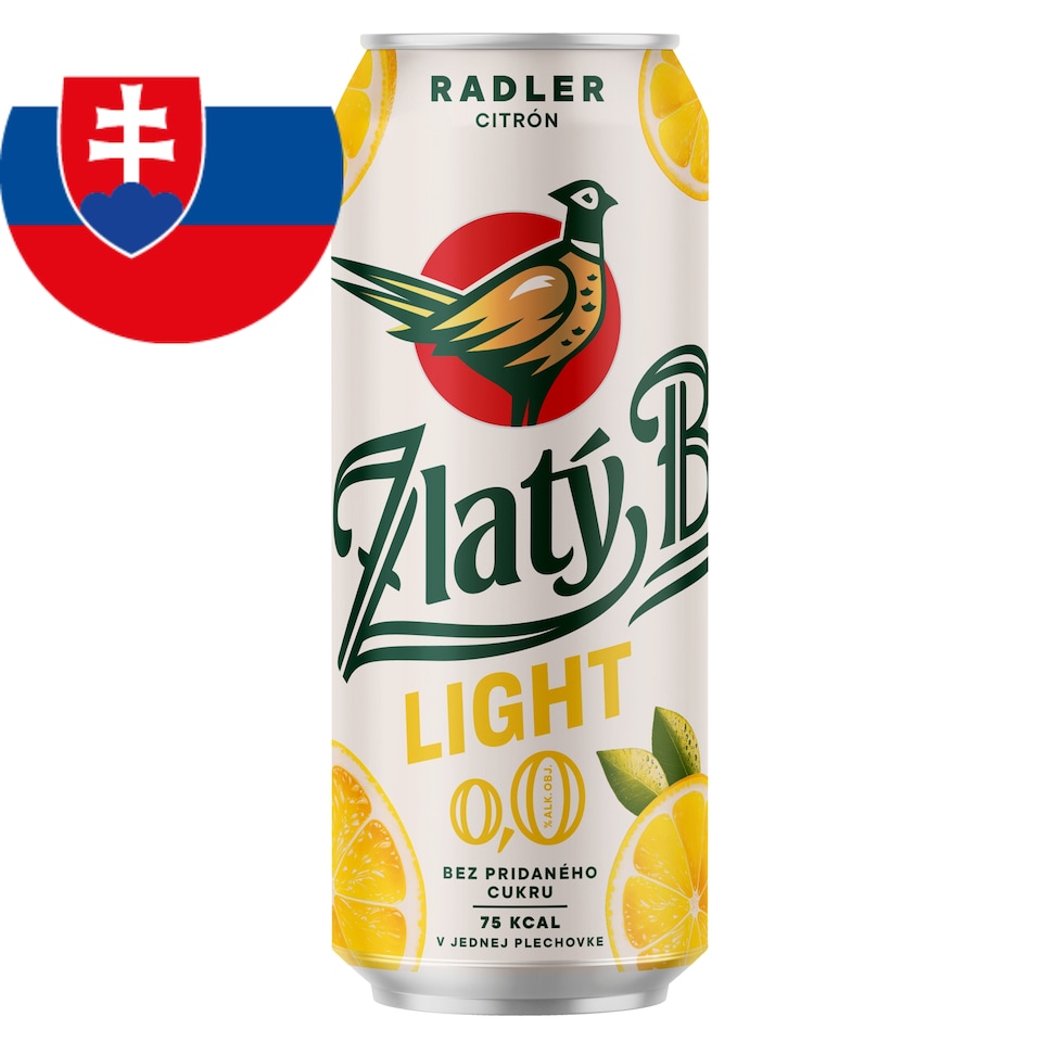 Zlatý Bažant Radler 0,0% Light Bez pridaného cukru Citrón plechovka 500 ml