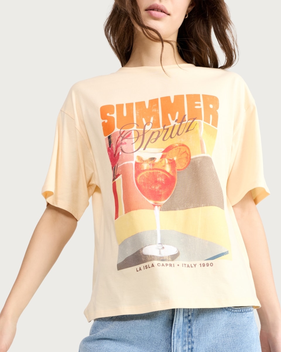 image 1 of F&F Pure Cotton Summer Spritz T-Shirt in Yellow
